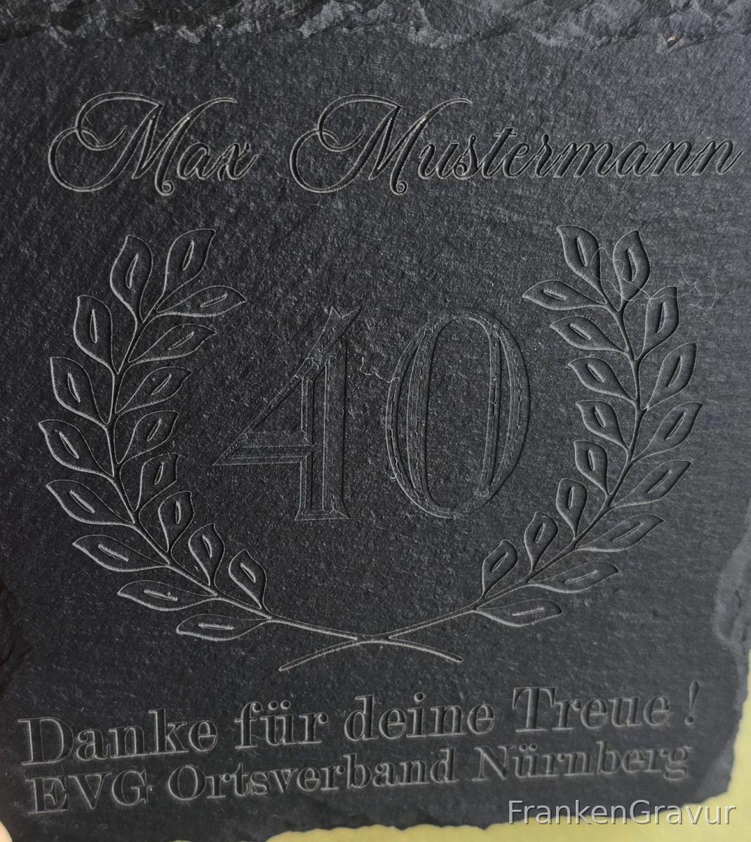 Personalisierte Schiefer-Ehrung für die EVG – 40 Jahre (Musterbeispiel)