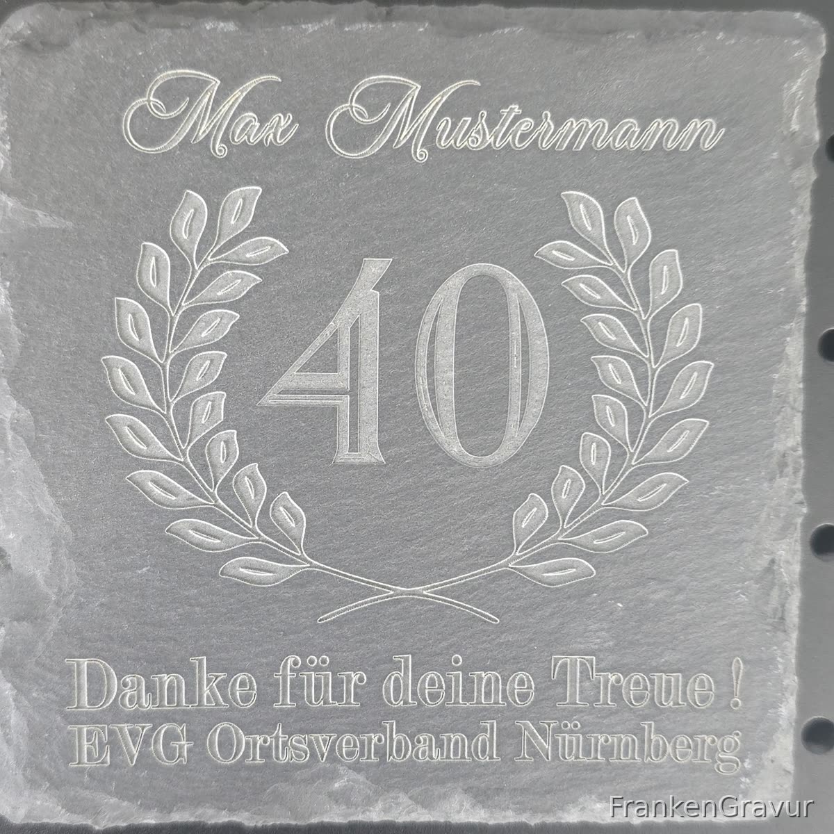 Personalisierte Schiefer-Ehrungsplatte, 40 Jahre, lasergraviert